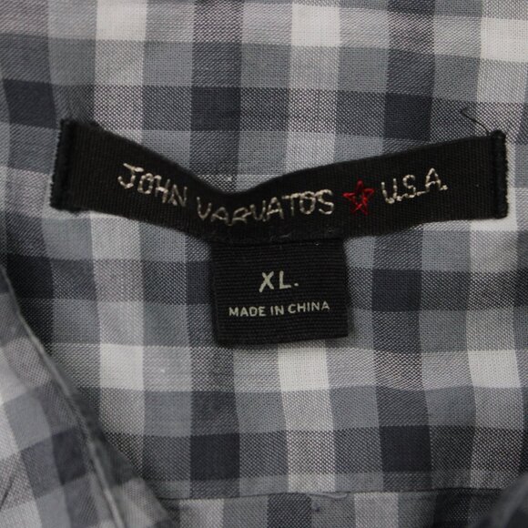 John Varvatos Shirt Men XL Gray Plaid Wire Collar & Cuffs 100% Cotton L/S Button - Picture 8 of 13